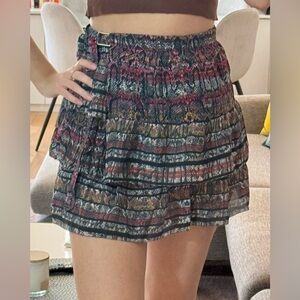 Iro Printed Ruffle Miniskirt